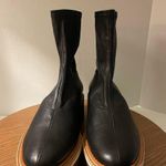 Robert Clergerie Britt Stretched Black Leather Rubber Wedged Boot Retro Photo 1