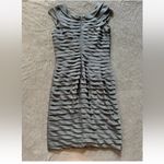 Adrianna Papell  Women’s Dress Gray‎ Tiered Ruffle Short Sleeve Formal Size 6 Photo 2
