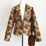 Vintage Y2K Tapestry Woven Botancial Blazer in Tan | Size L Size L Photo 0