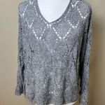 Boutique NWT VERTE  Open Weave Crochet Grey Knit Sweater - S/M Photo 1