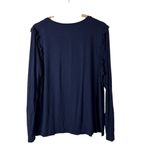 Aerie Navy Blue Real Soft Pintuck Ruffle Long Sleeve Top XL Photo 1
