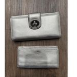 Coach Wallet Bifold and Checkbook Metallic Tone Leather Flap Cover Twist Lock Photo 0