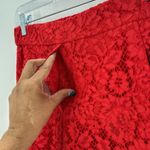 J.Crew Lace Pants Red Scalloped Hem Pull On Cerise Easy Pant summer vacation Photo 4