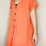 &merci &Merci Orange Linen Tunic Short Sleeve Minimalist Shirt Photo 3