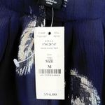 White House | Black Market NWT Skyfall Feather Silk Blend Top Navy Silver Medium Photo 2