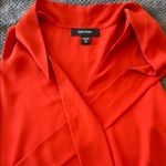 Karen Kane  Rust Red‎ Sleeveless Draped Neck Tie Asymmetrical Hem Blouse Medium Photo 2