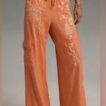 Pilcro  peach embroidered linen blend pants Photo 0