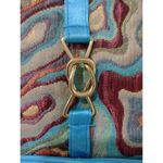 Metallic Y2K Tapestry laptop bag with gold tone decorative buckle.14" Lg 11" w Photo 2