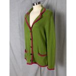 Boden Green Raspberry Trim Knit Blazer Cardigan Jacket 18 Cottage Pretty Photo 7