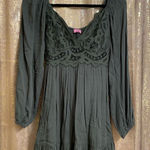 Francesca's Dark Green Crochet Top Long Sleeve Mini Dress, XS NWT Photo 0