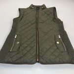 Blue Rain by Francesca's Army Green Puffer Insulated Vest Crosshatch Size S Photo 1