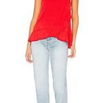 David Lerner Asymmetrical Ruffle Tank in Poppy Photo 1