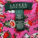 Ralph Lauren Lauren Women’s Paisley Beaded Top Hot Pink T-Shirt Bold Boho sz L Photo 1