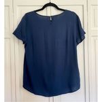 Talbots lace scallop front navy top size medium Photo 5