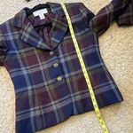 Rena Rowan  for Saville VINTAGE Blue Purple Plaid Wool Blazer‎ Jacket Size 4 Photo 10