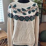 Abercrombie & Fitch Vintage  Cream Diamond Knit Leaf Vine Pullover Sweater Photo 0