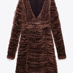 ZARA NEW DRAPED TULLE DRESS SNAKESKIN PRINT V NECK MINI DRAPED WOMENS SIZE M Photo 0