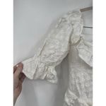 Sabo Luxe Mini Dress Women 4 White Ruffle Textured Floral Peasant Milkmaid Photo 8