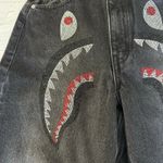 Bape Crystal Stone Shark High Waist Ankle Cropped Jeans Black Size XS Photo 12