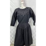 PG Collections Western Style Black Denim Dress with White Embroidery Size 10 Photo 9