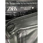 ZARA  Wide Leg High Rise Faux Leather Moto Biker Pants 5 Pockets M Black #3042 Photo 6