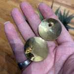 Geometric Enamel Lapel Vintage 80s Retro Pinup Rockabilly Domed post Earrings Retro Statement Jewelry asymmetrical Gold Photo 1