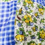 Vintage Blue Gingham & Yellow Floral Patchwork Scarf Wraps Photo 5