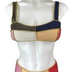 Boohoo  Multicolor Colorblock Glitter Strappy Swim Bikini Swimwear Set Size S Photo 2