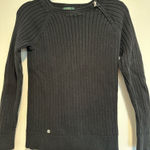 Ralph Lauren LRL Lauren Jeans Co. Medium Black Ribbed Cotton Sweater, Crew Neck. Zip Neckline Photo 0