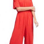 Moon River Anthropologie  Lela Jumpsuit PXS NWT Red Wide Leg Cottagecore Boho Photo 0