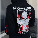 Hoodie Anime Japanese Gothic Graphic Doom Daddy Character EUC Large rare Black Photo 7