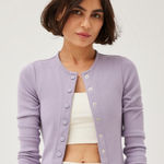 Outdoor Voices  Cozy Rib Cropped‎ Cardigan Earl Grey Lavender New XS Photo 0