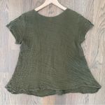 Anthropologie Textured Short Sleeve Swing Top in Olive Green Size Small/Medium Photo 6