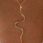 Elegant faux Gold Snake Pendant Necklace Photo 0