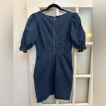 Betsey Johnson  Puff-Sleeve Dark Denim Wash Mini Dress Retro Pinup Chic Size M Photo 4