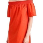 J.Crew  Off The Shoulder Orange Cotton Babydoll Smocked Dress Size 0 Photo 0