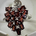 Garnet Grape Cluster Ring Silver Cocktail Ring Genuine Women's 3.71CTW Sz 8 New Red Photo 0
