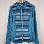 Jockey Hooded Jacket Quilted Sweatshirt Zip up Blue Teal Thumb Holes Size L Size L Photo 10