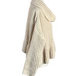POL Chenille Chunky Knit Cowl Neck Peplum Oversized Sweater Ivory Bohemian Small Photo 2