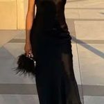 Meshki Claire Satin Drape Back Maxi Dress with slit in back (altered for petite) Photo 8