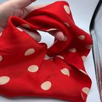 Vintage red white polka dot infinity satin scarf. Photo 3