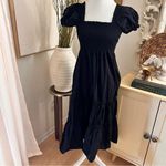 O.P.T‎ Anthropologie Black Square Neck Smocked Maxi Dress Size Small Photo 4