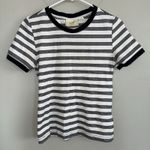 Maeve  by Anthropologie Crew Neck Short Sleeve Tee Sz S Black White Striped Photo 0