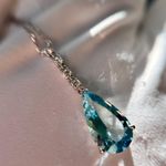 NWT NATURAL 3.73CT TEARDROP AQUAMARINE 18K WHITE GOLD DIAMONDS NECKLACE Photo 6