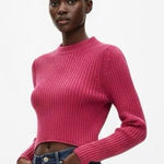 ZARA  Ribbed Knit Cropped Sweater Womens L Pink Minimalist Cozy Feminine Indie Photo 0