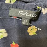 Madewell New  Silk Ruffle Strap Tank Top Navy Blue Floral Size 14 Photo 3