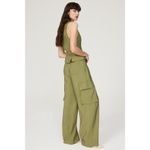 Ramy Brook Women's Green Satin Style Cargo Gold Button Detail Emil Pants size 8 Photo 1