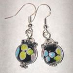 Handmade Black Colorful Glass Beads Dainty Beaded Boho Pierced Earrings Photo 0