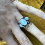 Natural Rainbow Moonstone Sterling Silver Cocktail Ring Size 6 Photo 3