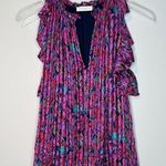 Ramy Brook Luanne Leaf Purple Red Silk Print Sleeveless Ruffled Blouse Top Sz S Photo 0